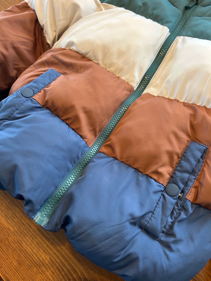 M&S Renk Bloklu Kapüşonlu Puffer Şişme Mont  - Görsel 5