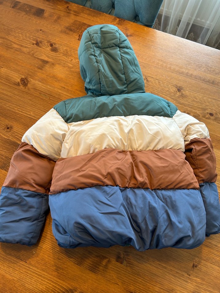 M&S Renk Bloklu Kapüşonlu Puffer Şişme Mont  - Görsel 4