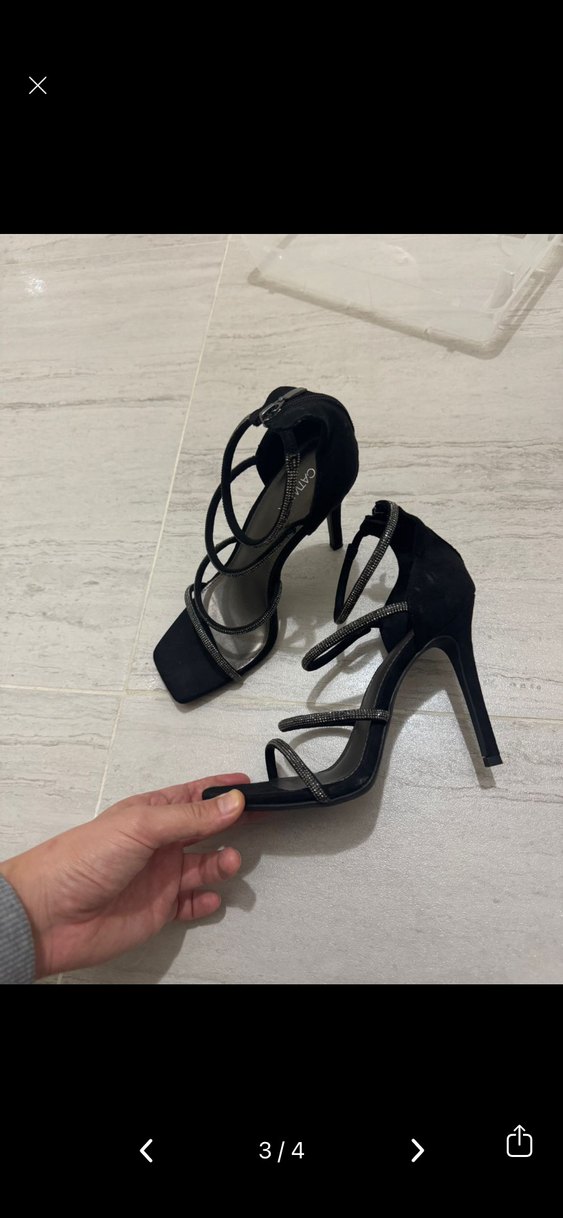 Siyah Kemerli Stiletto Kadın Topuklu - Görsel 4