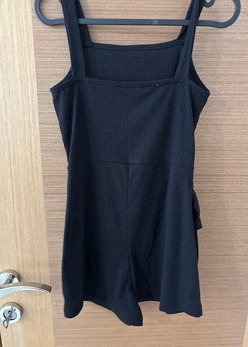 Diğer Kadın Siyah Kemerli Mini Tulum