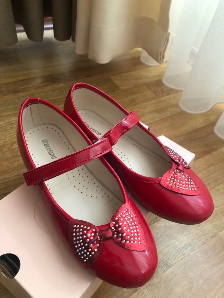 Kız Çocuk Kırmızı Parlak Tokalı Babet - Görsel 2