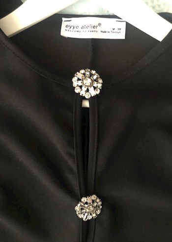 Düğmeli Siyah Uzun Kadın Elbise - Görsel 10