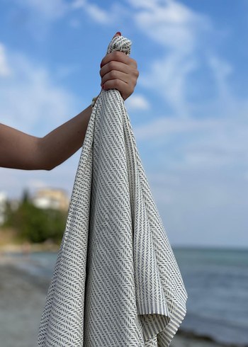 Bohem Gri Bağlamalı Desenli Peştemal - Görsel 5