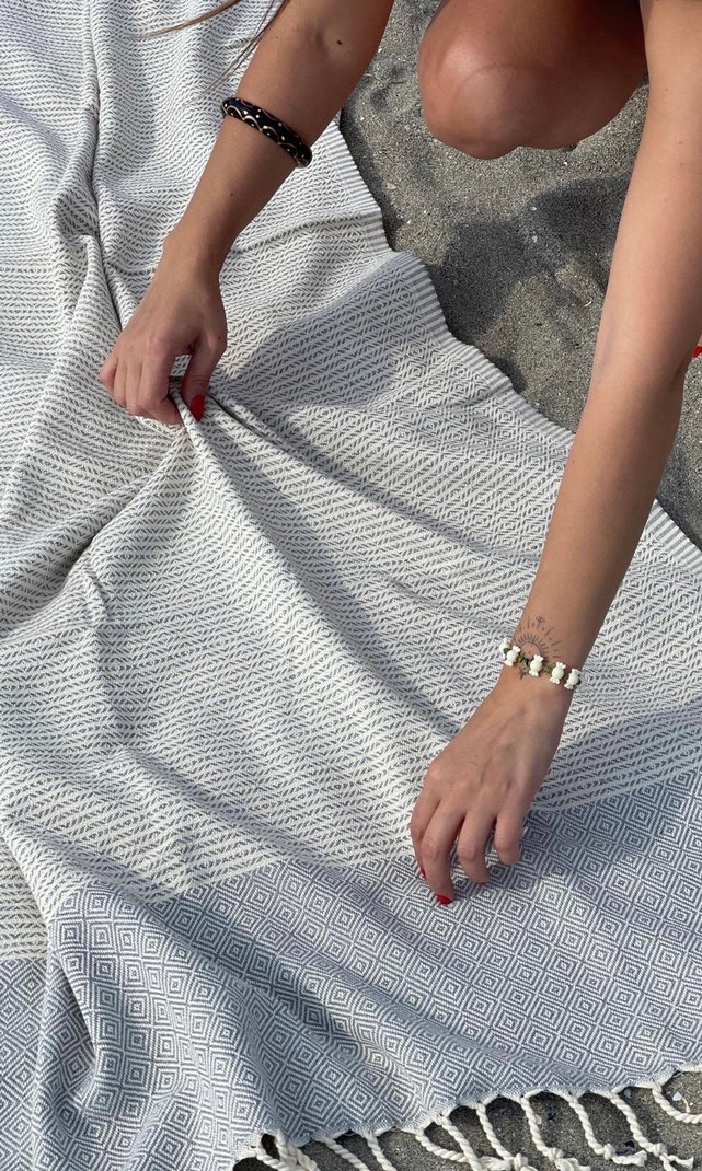 Bohem Gri Bağlamalı Desenli Peştemal - Görsel 2