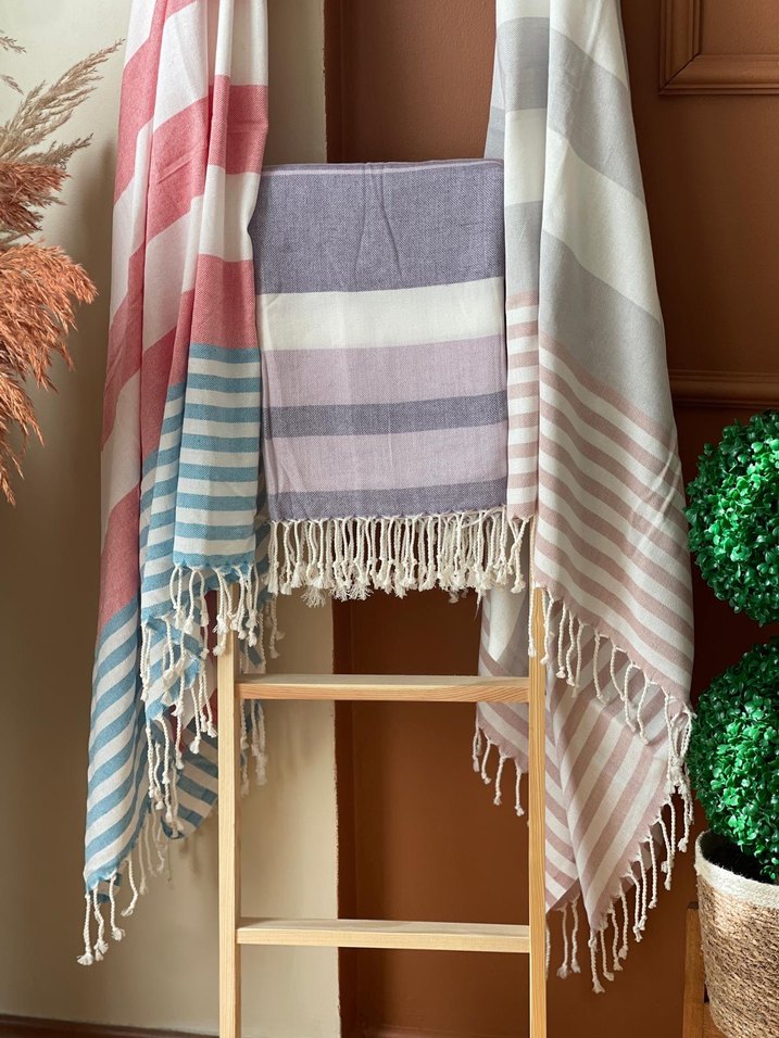 Bohem Çok Renkli Çizgili Peştemal - Görsel 2