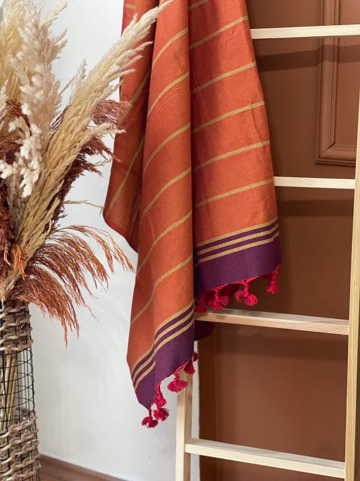 Kırmızı Bağlama Desenli Renkli peştemal - Görsel 2