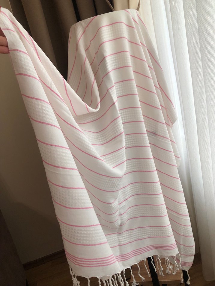 Beyaz Çizgili Hafif Peştamal - Görsel 3