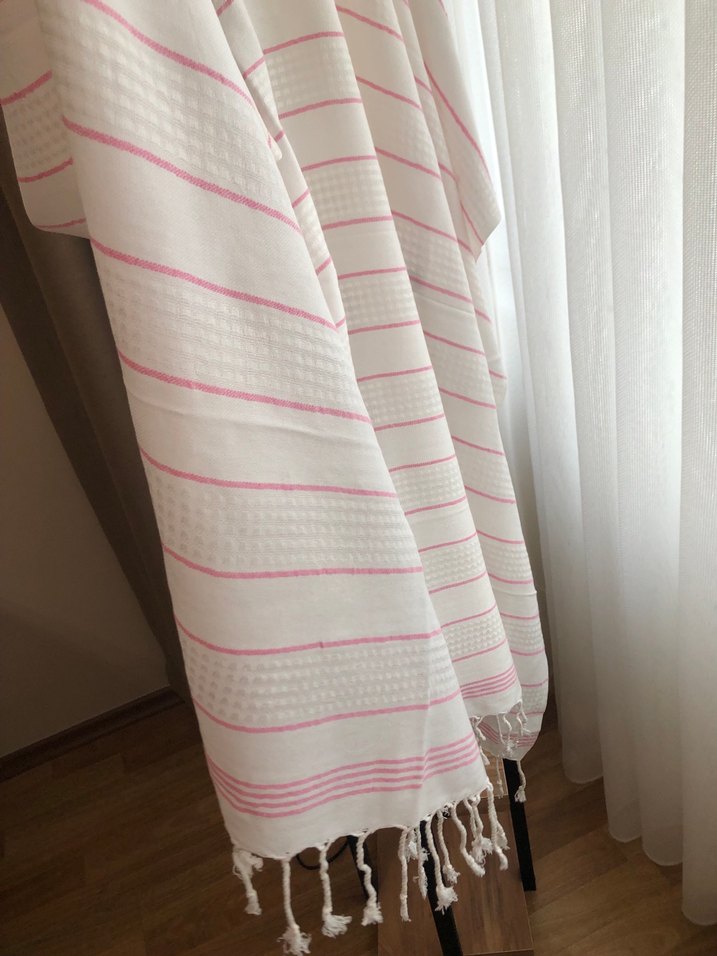 Beyaz Çizgili Hafif Peştamal - Görsel 5