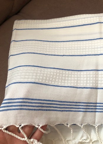 Beyaz Çizgili Pamuklu Peştamal - Görsel 7