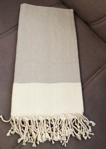 Bej Bohem Püsküllü Plaj Havlusu - Görsel 3