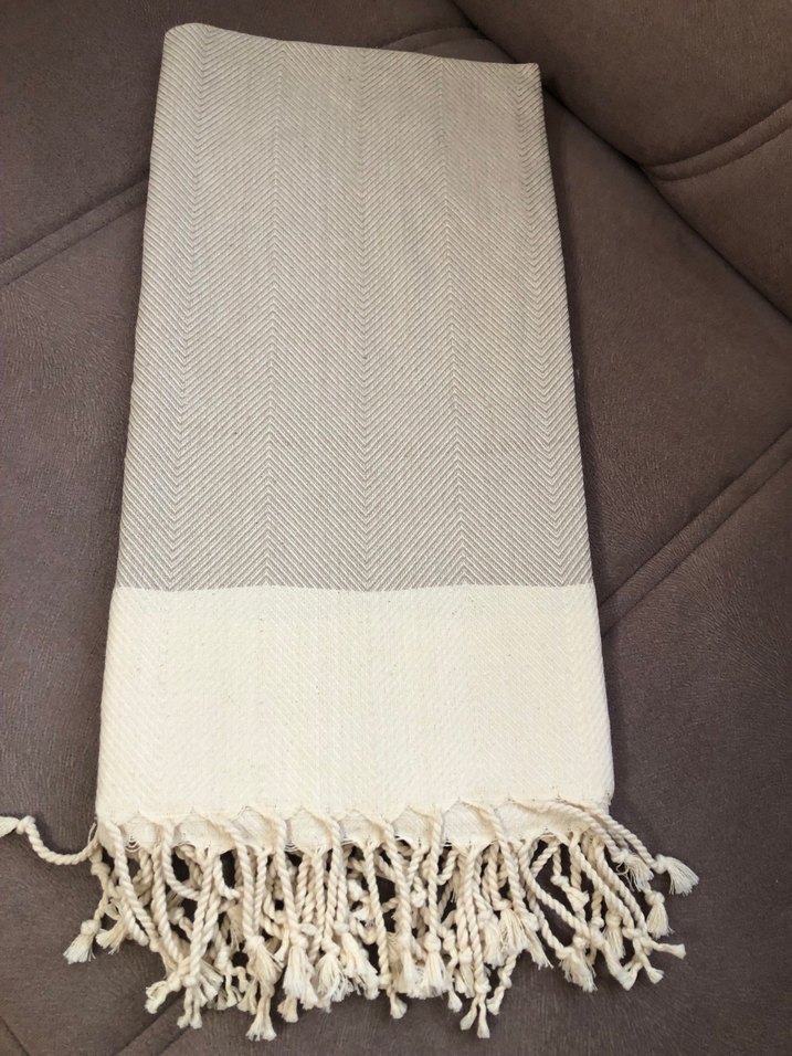 Bej Bohem Püsküllü Plaj Havlusu - Görsel 3