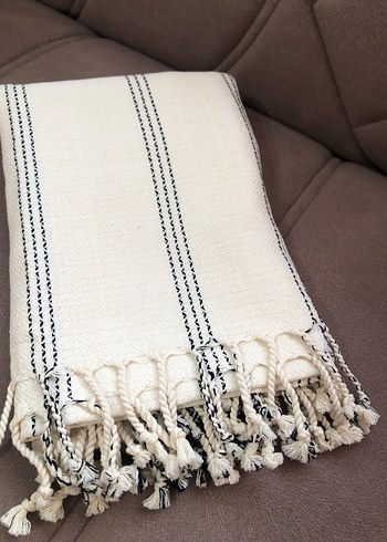 Nakışlı Beyaz Bohem Peştemal - Görsel 5