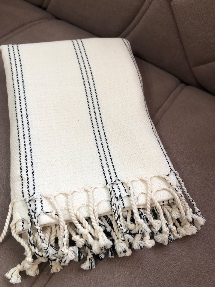 Nakışlı Beyaz Bohem Peştemal - Görsel 5