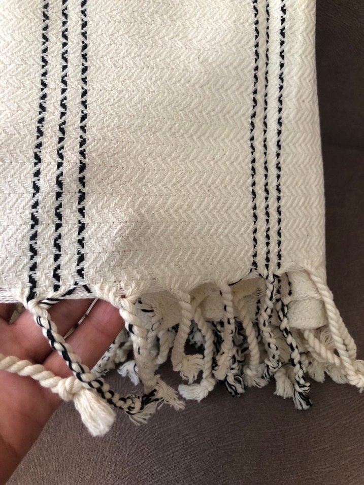 Nakışlı Beyaz Bohem Peştemal - Görsel 4