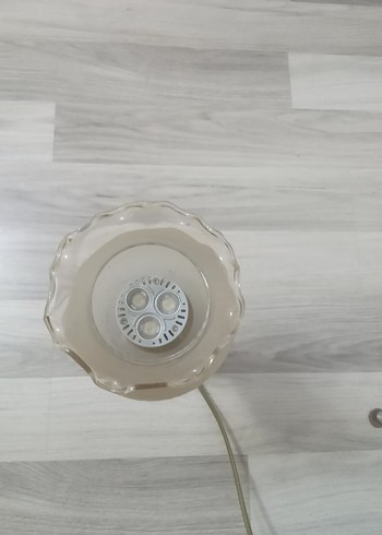Beden kahverengi Renk Bej Camlı Ahşap Abajur