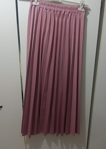 m Beden Pembe Piliseli Uzun Kadın Etek