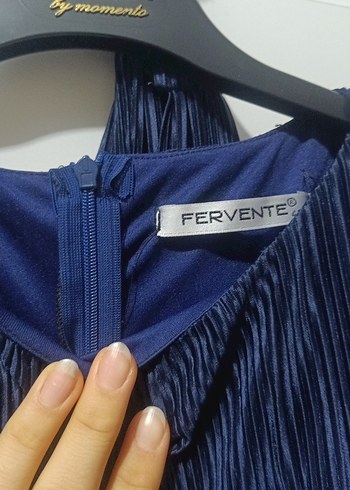 Diğer Lacivert Pilili Uzun Kadın Elbise