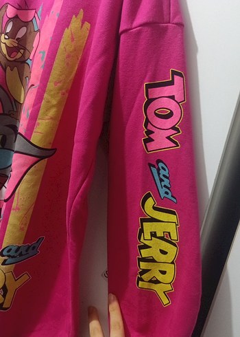 m Beden pembe Renk Renkli Baskılı Uzun Kollu Pembe Sweatshirt