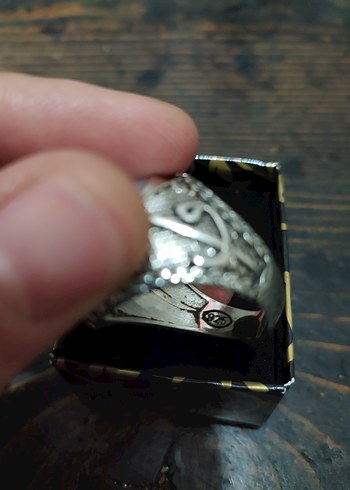 Beyaz Vintage Erkek Yüzük - Görsel 5