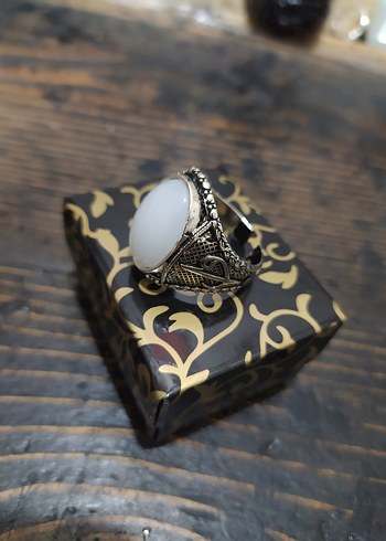 Beyaz Vintage Erkek Yüzük - Görsel 2