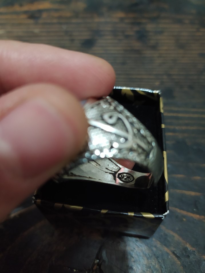 Beyaz Vintage Erkek Yüzük - Görsel 5