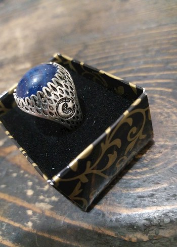Vintage Mavi Taşlı Erkek Yüzük - Görsel 2