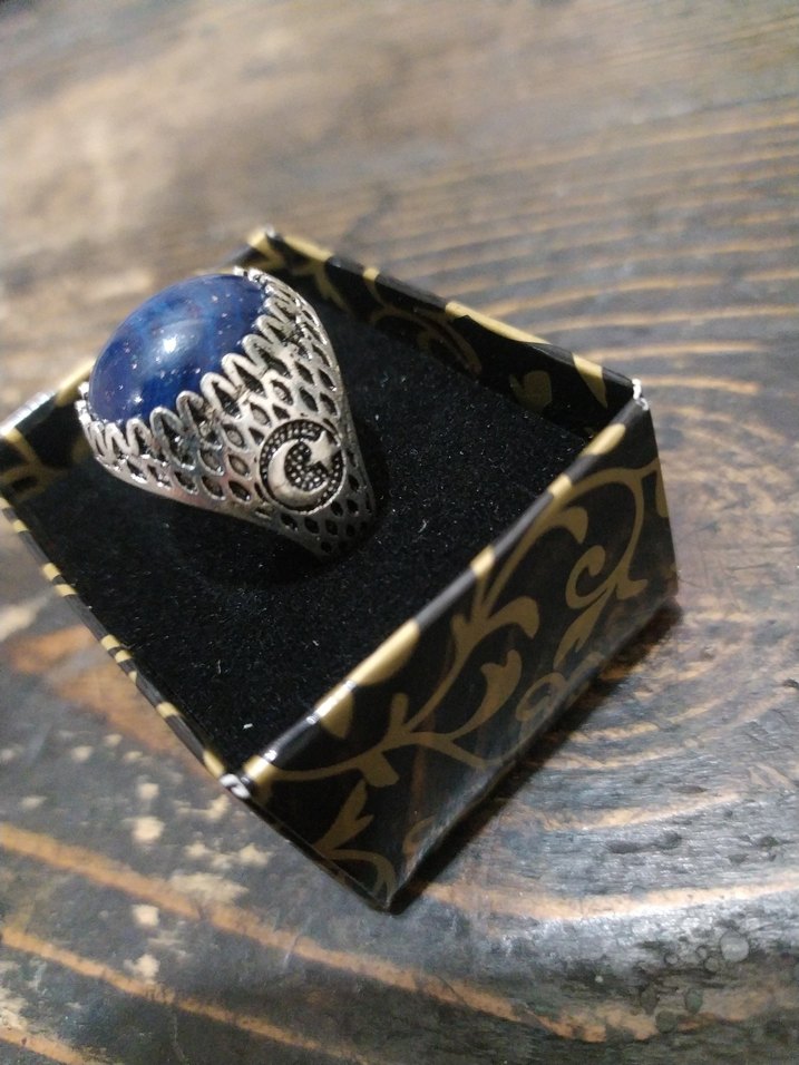 Vintage Mavi Taşlı Erkek Yüzük - Görsel 2