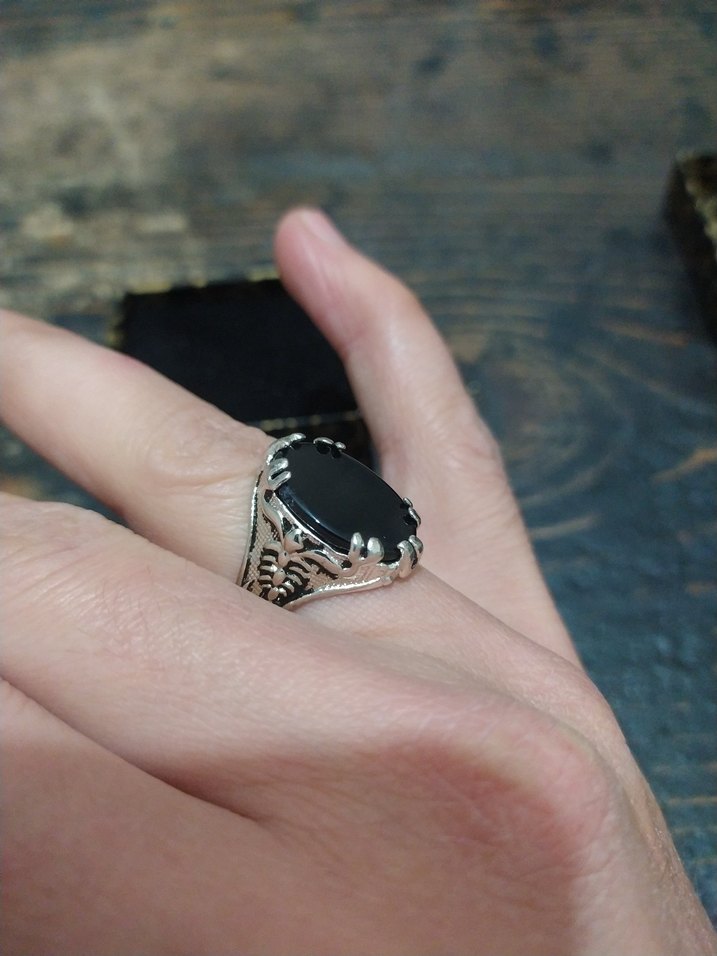 Klasik Siyah Gotik Erkek Yüzük - Görsel 2