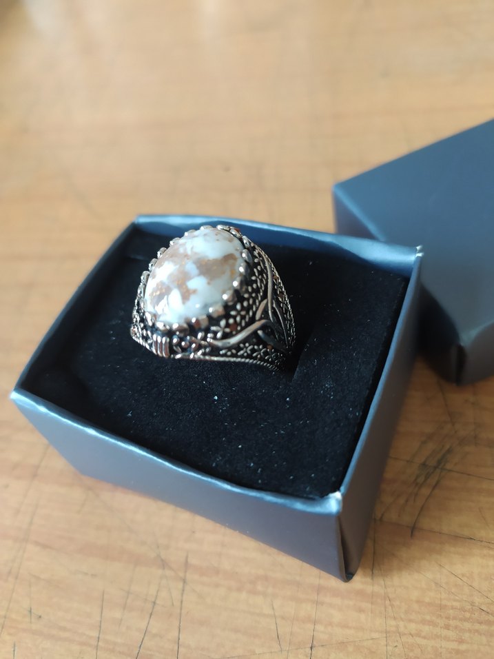 Vintage Bohem Gri Erkek Yüzük - Görsel 3