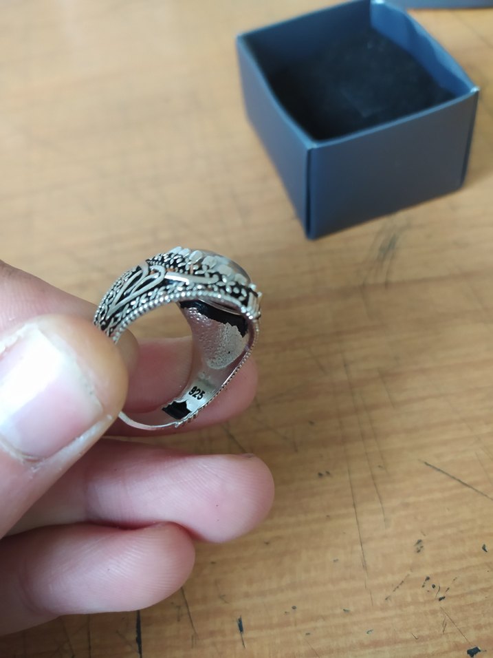 Vintage Bohem Gri Erkek Yüzük - Görsel 4