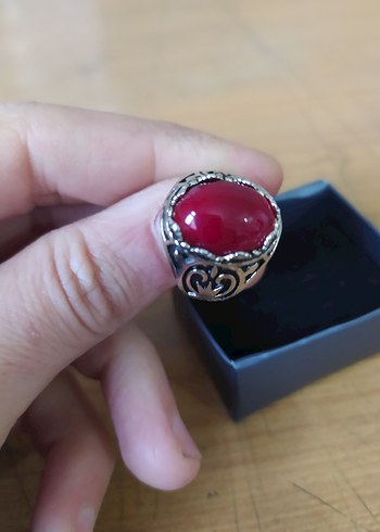 Kırmızı Gotik Erkek Yüzük - Görsel 3