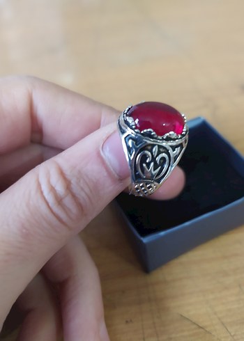 Kırmızı Gotik Erkek Yüzük - Görsel 2