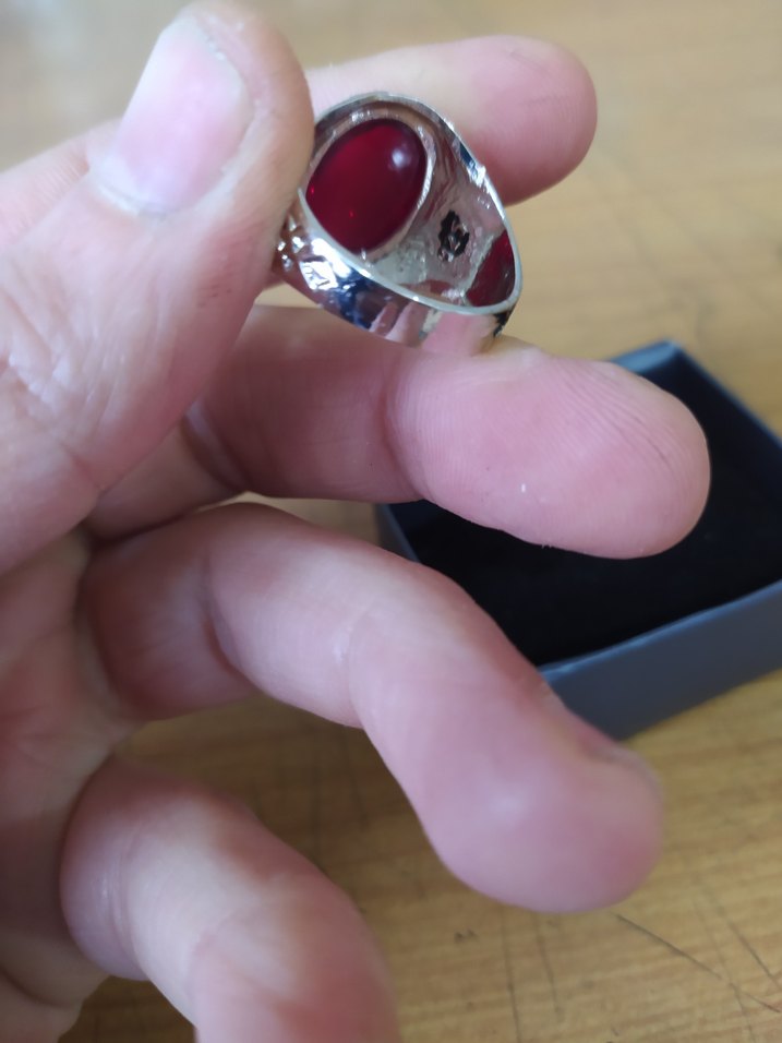 Kırmızı Gotik Erkek Yüzük - Görsel 4