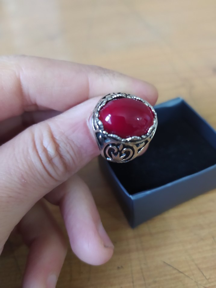 Kırmızı Gotik Erkek Yüzük - Görsel 3