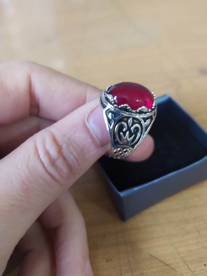 Kırmızı Gotik Erkek Yüzük - Görsel 2