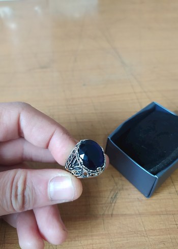 Vintage Mavi Taşlı Erkek Yüzük - Görsel 3