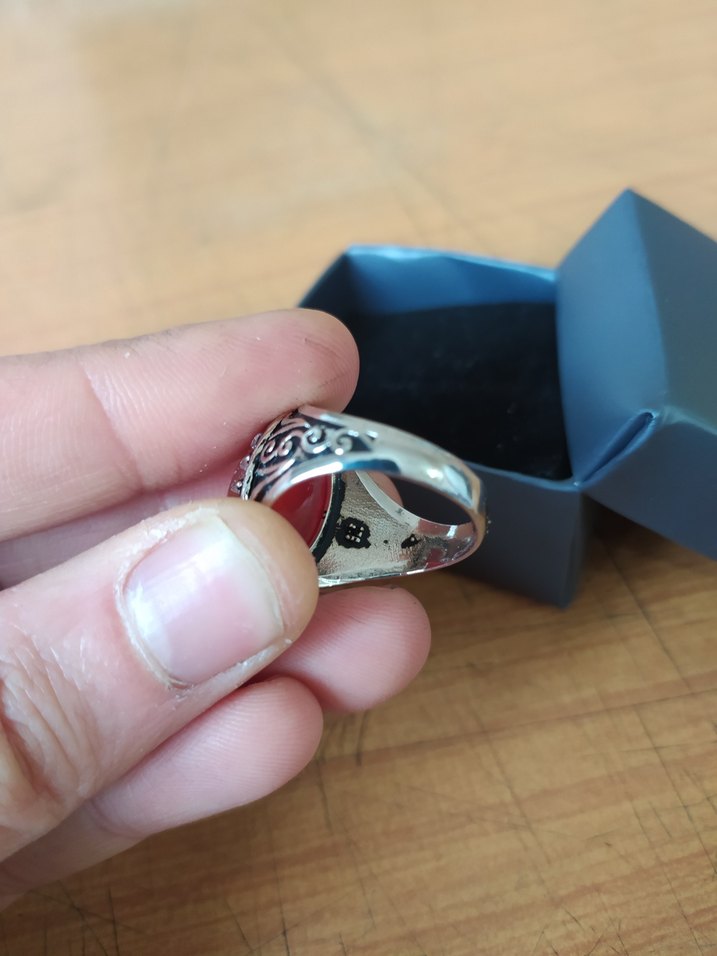 Klasik Kırmızı Taşlı Erkek Yüzük - Görsel 4