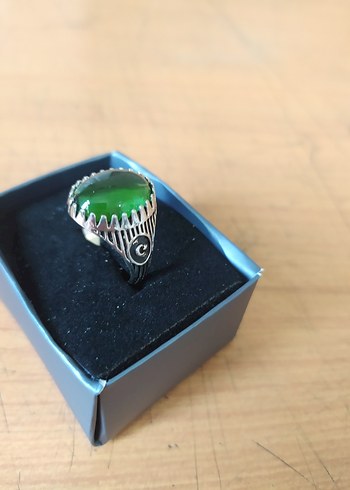 Vintage Bohem Tarz Yeşil Erkek Yüzük - Görsel 3