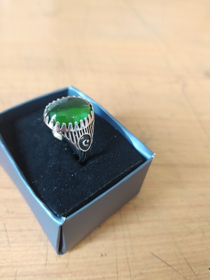 Yeşil Minimalist Erkek Yüzük - Görsel 3