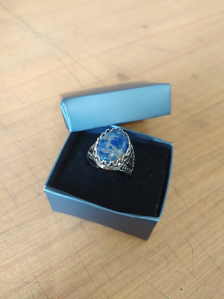 Erkek Mavi Bohem Vintage Yüzük - Görsel 2