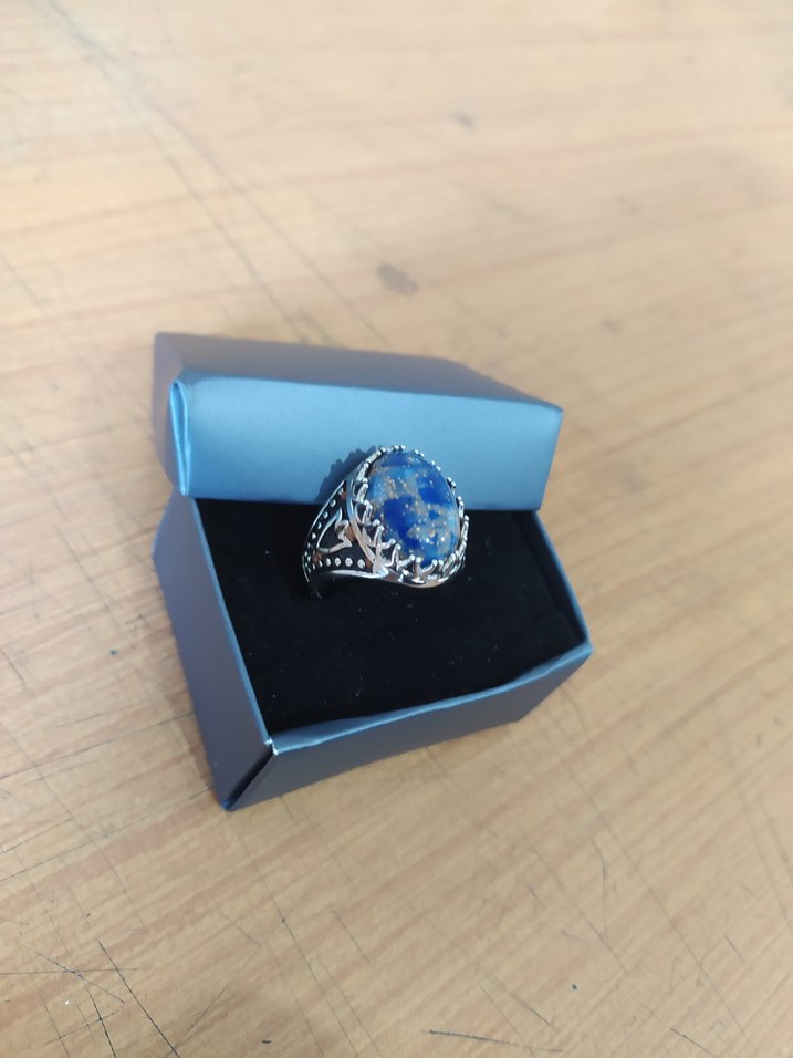 Erkek Mavi Bohem Vintage Yüzük - Görsel 3