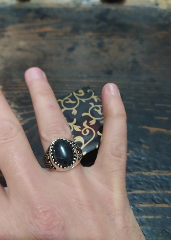 Vintage Siyah Erkek Yüzük - Görsel 5