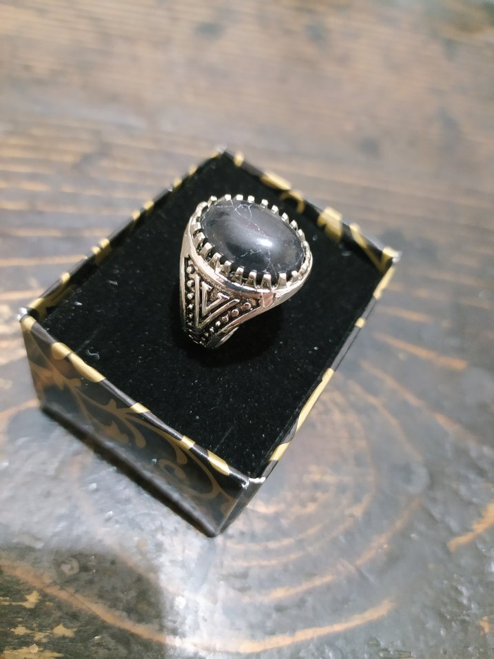 Vintage Siyah Erkek Yüzük - Görsel 2