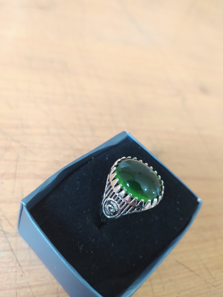 Bohem Vintage Erkek Yüzük Yeşil Taşlı - Görsel 2