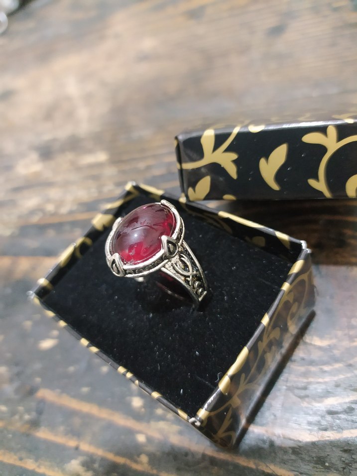 Bordo Vintage Bohem Yüzük - Görsel 3