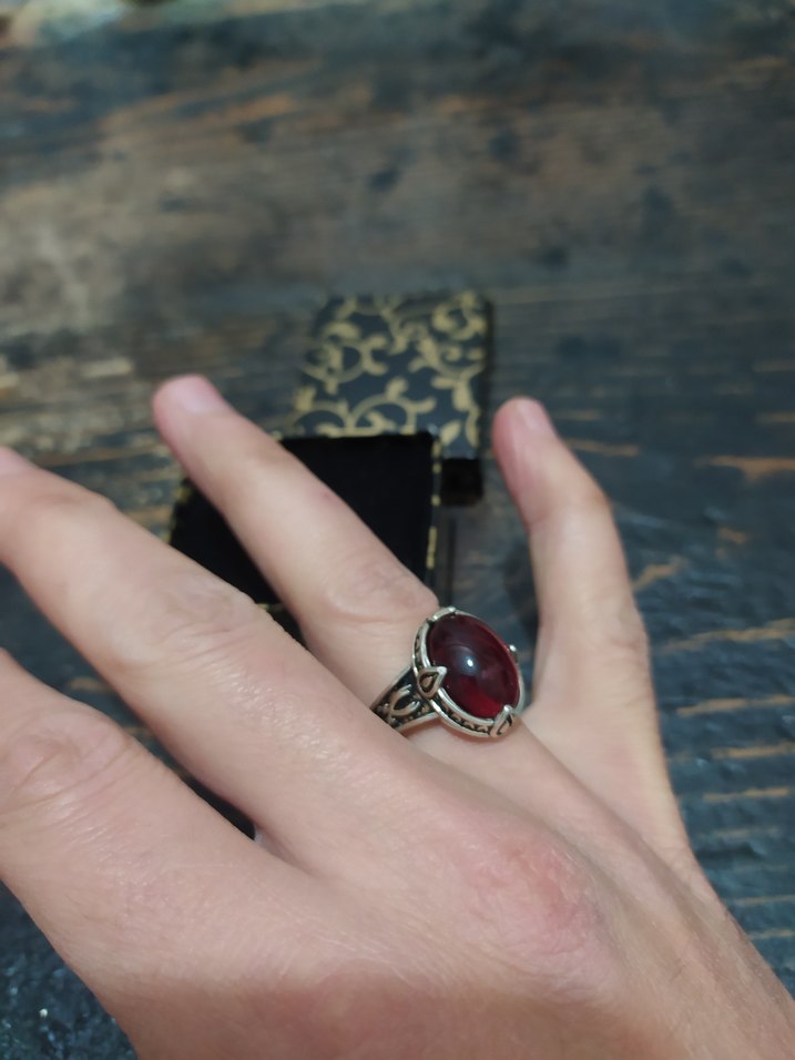 Bordo Vintage Bohem Yüzük - Görsel 4