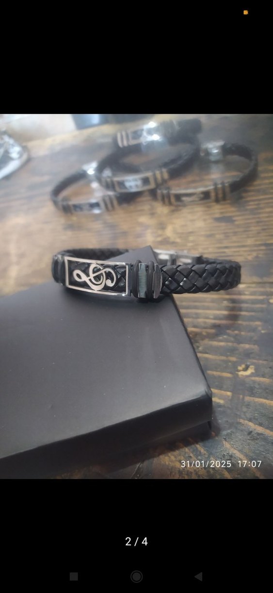 Siyah Gotik Erkek Biker Bileklik - Görsel 2