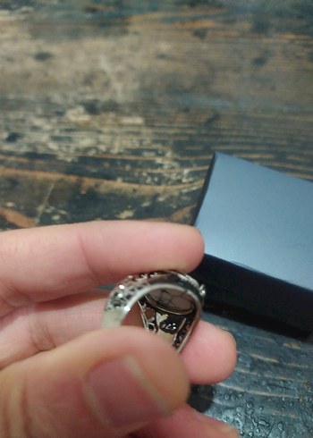 Bohem Gri-Beyaz Vintage Erkek Yüzüğü - Görsel 4