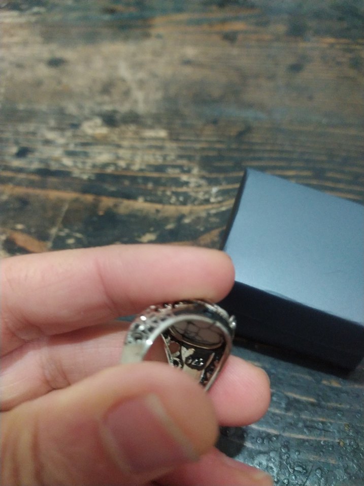 Bohem Gri-Beyaz Vintage Erkek Yüzüğü - Görsel 4