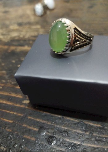 Yeşil Parlak Bohem Erkek Yüzük - Görsel 3